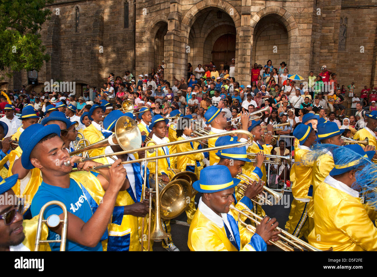 The Cape Minstrels / Kaapse Klopse parade held annually on the 2nd January in Cape Town, South Africa. Stock Photo