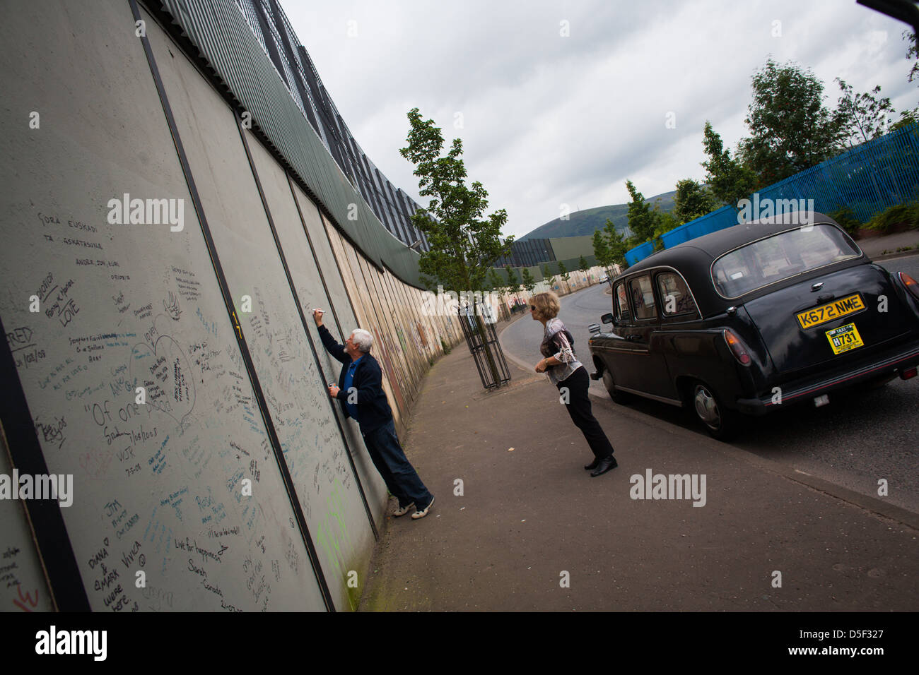 A peace line in Belfast, Northern Ireland. Stock Photo