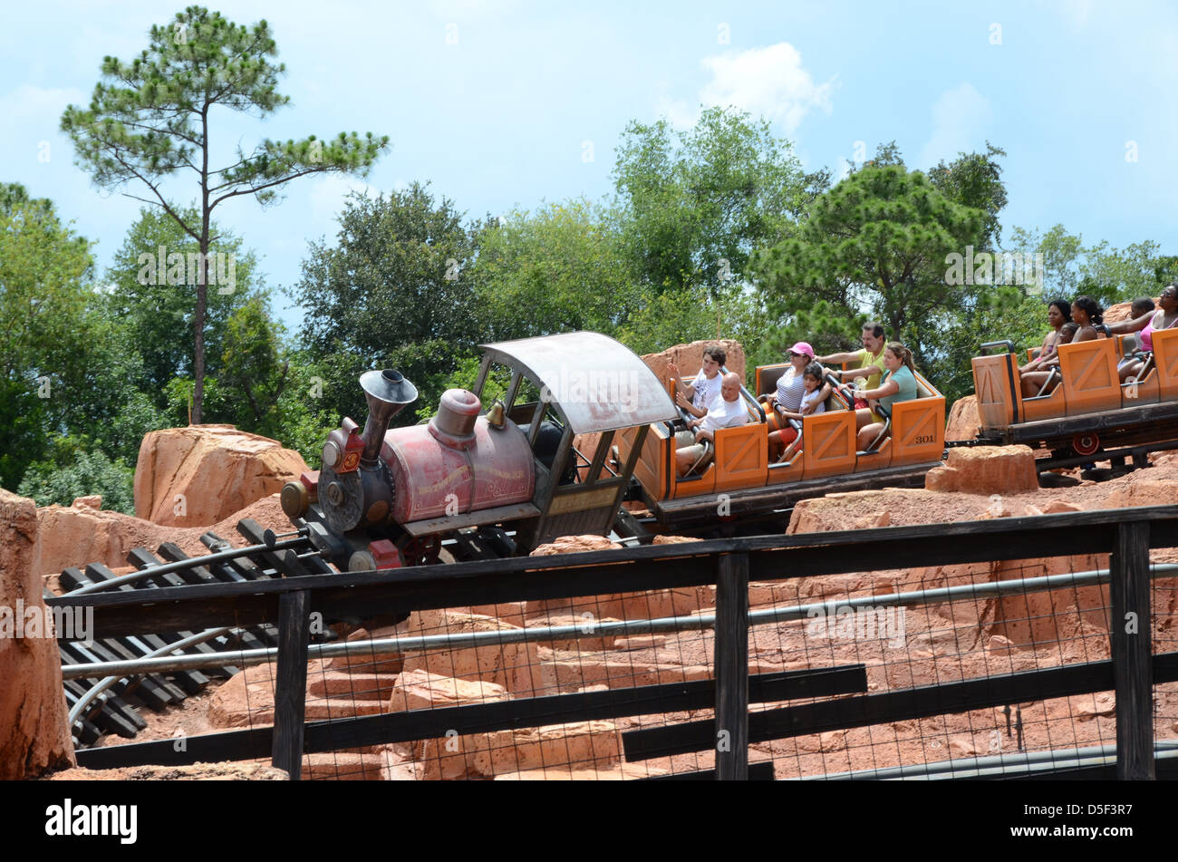 Big Thunder Mountain Railroad, in Frontierland, Magic Kingdom, Walt Disney World Resort, Orlando, Florida USA Stock Photo