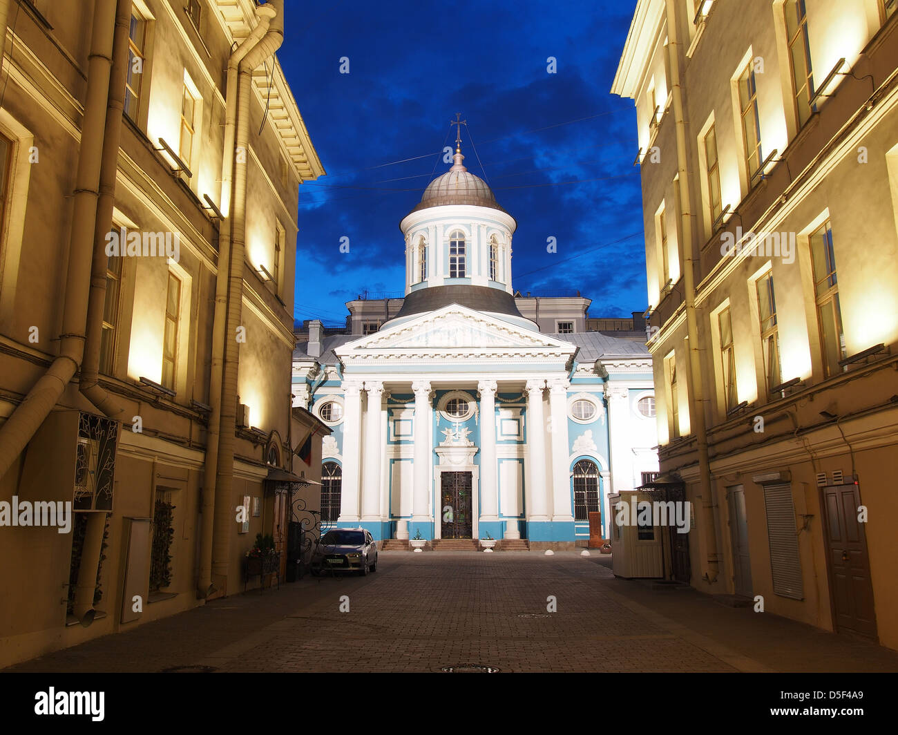 White Nights in Saint Petersburg, Russian Federation - The St. Catherine Armenian Church at the Nevsky Avenue Stock Photo