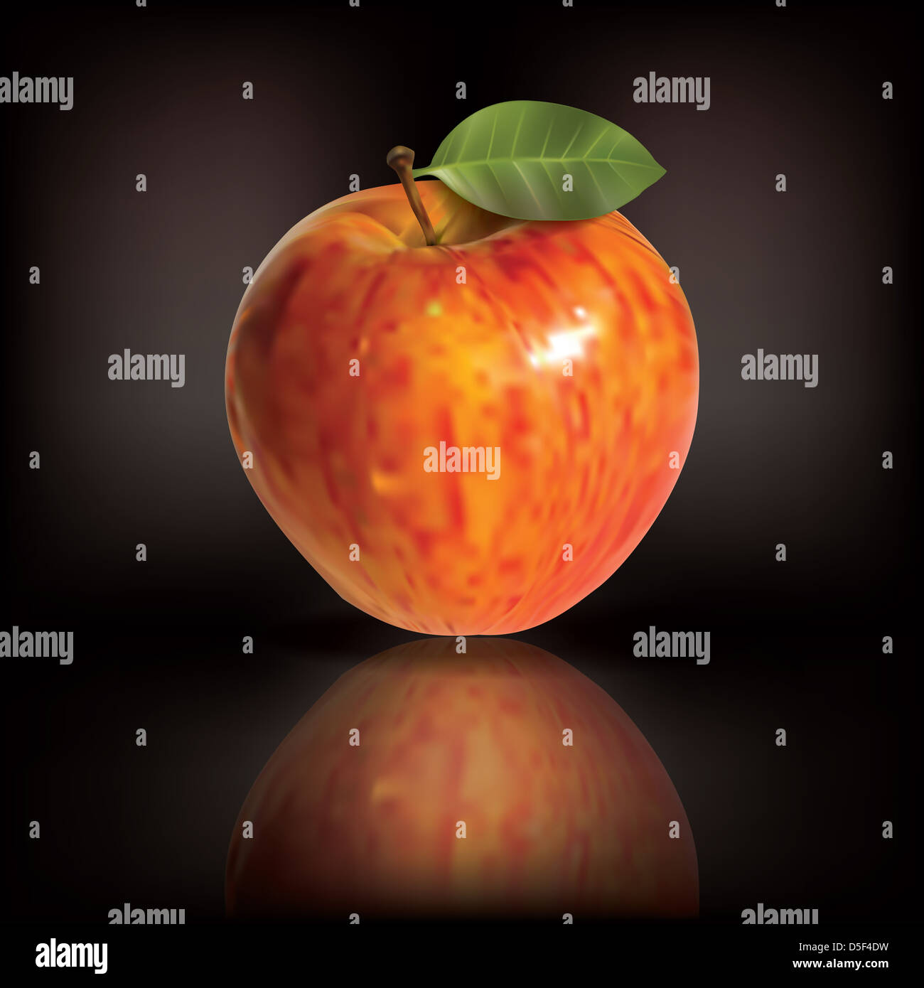 Red Vector Apple With Reflection On Black Background Stock Photo Alamy