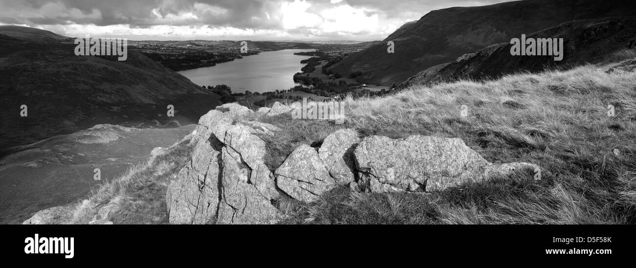 View over the summit of Steel Knotts fell, Lake District National Park