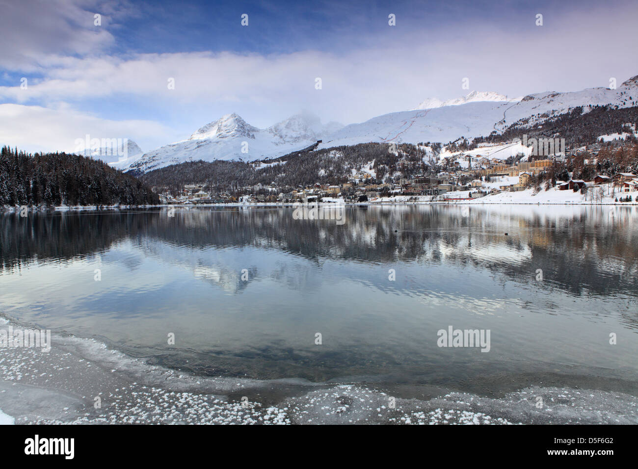 Lake of Saint Moritz, Graubunden Canton, Switzerland Stock Photo