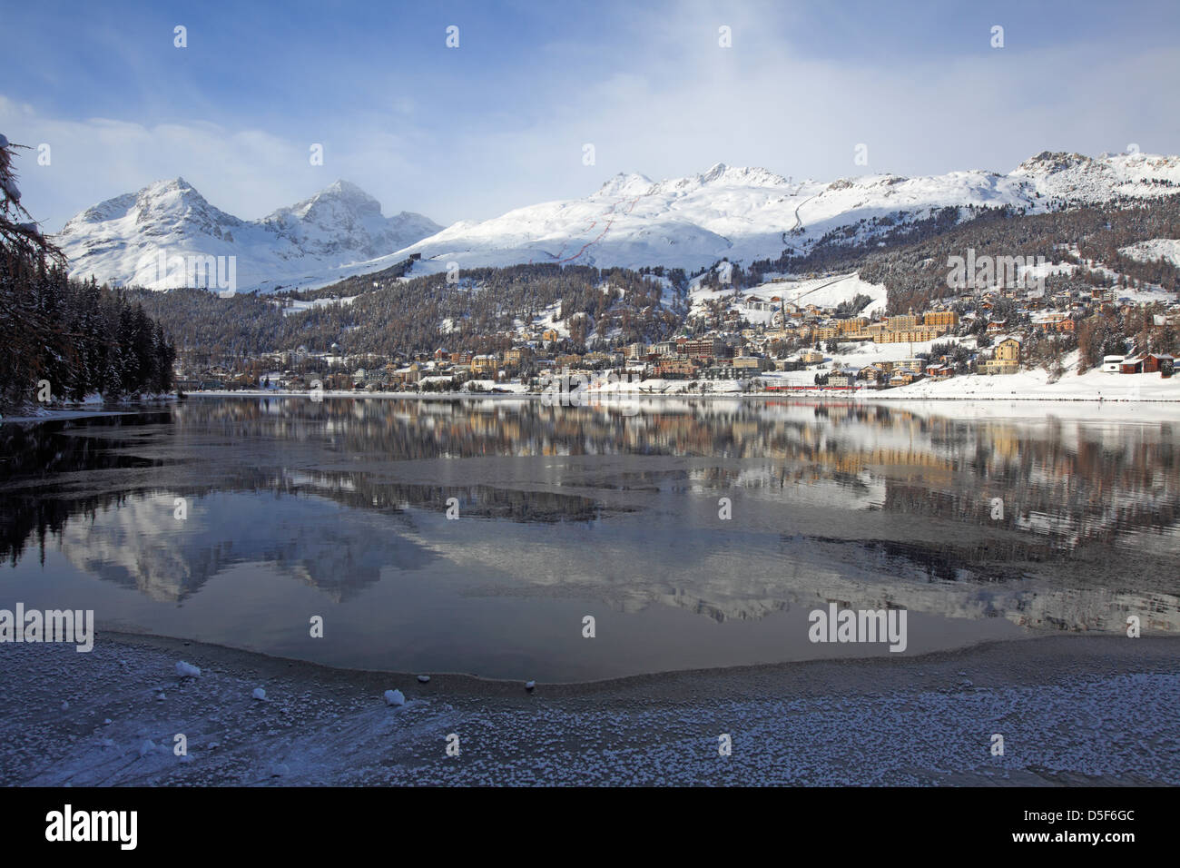 Lake of Saint Moritz, Graubunden Canton, Switzerland Stock Photo