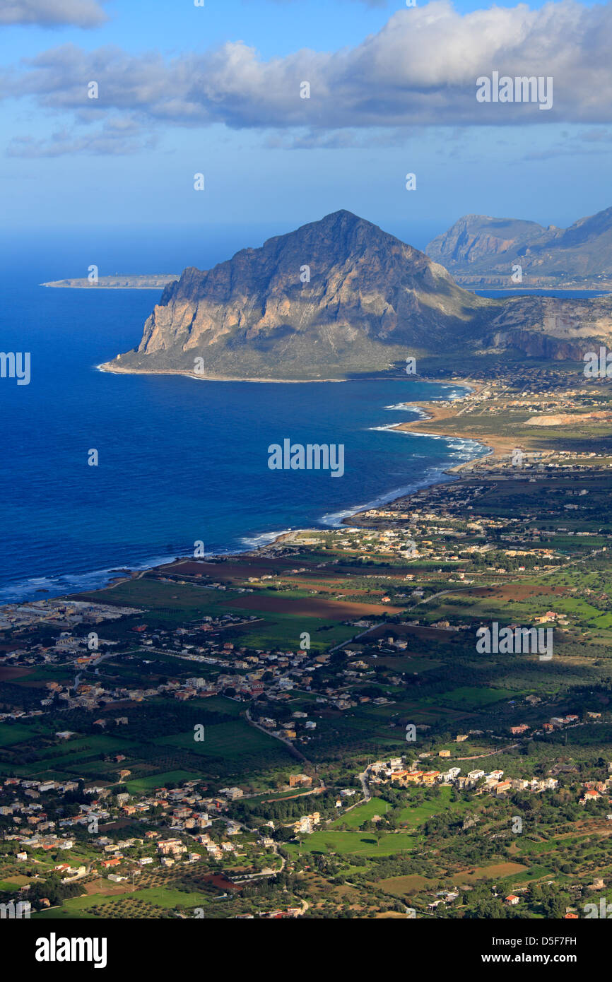 View towards Monte Cofano, Erice, Sicily, Italy Stock Photo