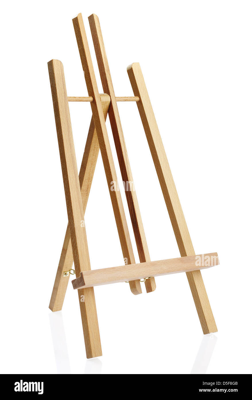 wooden easel isolated on white background. Clipping path included Stock Photo