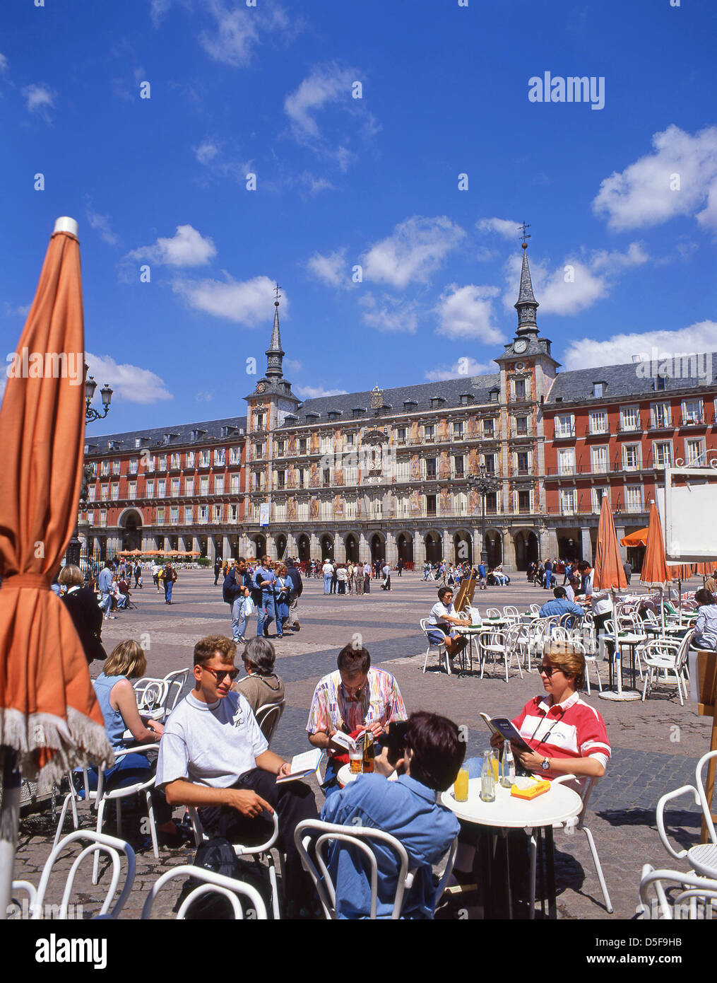 Outdoor restaurant, Plaza Mayor de Madrid, Madrid, Centro, Madrid, Kingdom of Spain Stock Photo