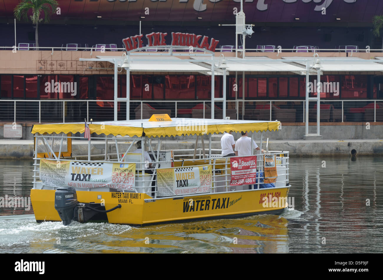 Water taxi at Bayside Marina  Miami beach, Miami Florida. Stock Photo