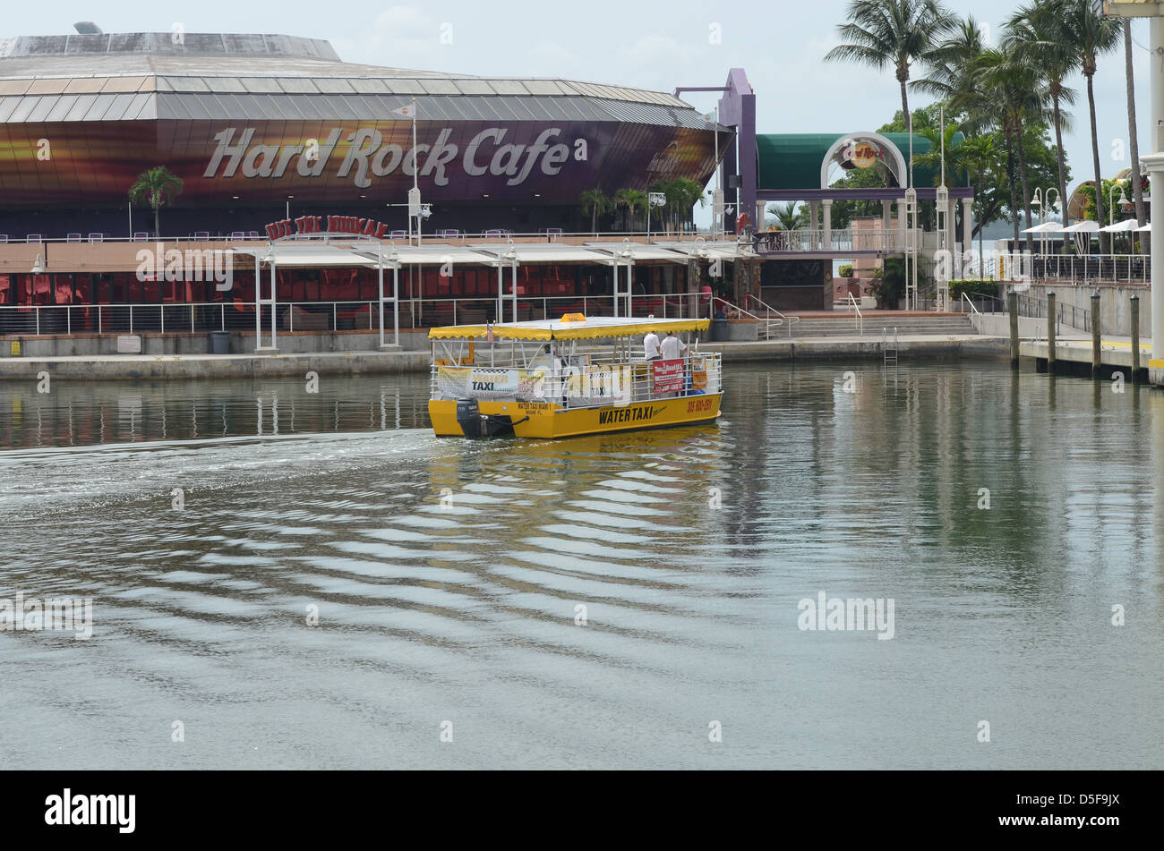 Water taxi at Bayside Marina  Miami beach, Miami Florida. Stock Photo
