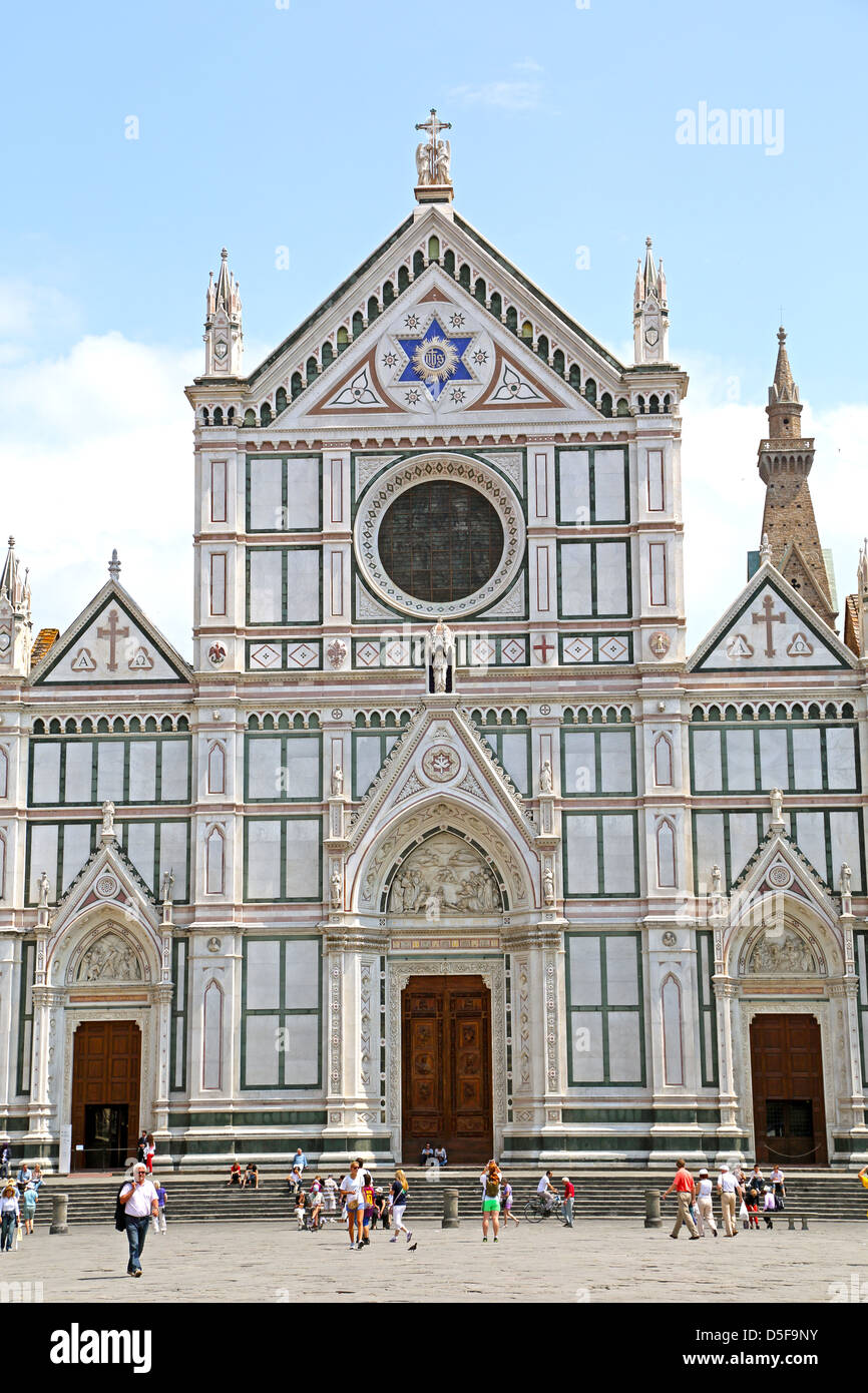 The marble front of the Basilica Santa Croce in Florence Italy Stock Photo