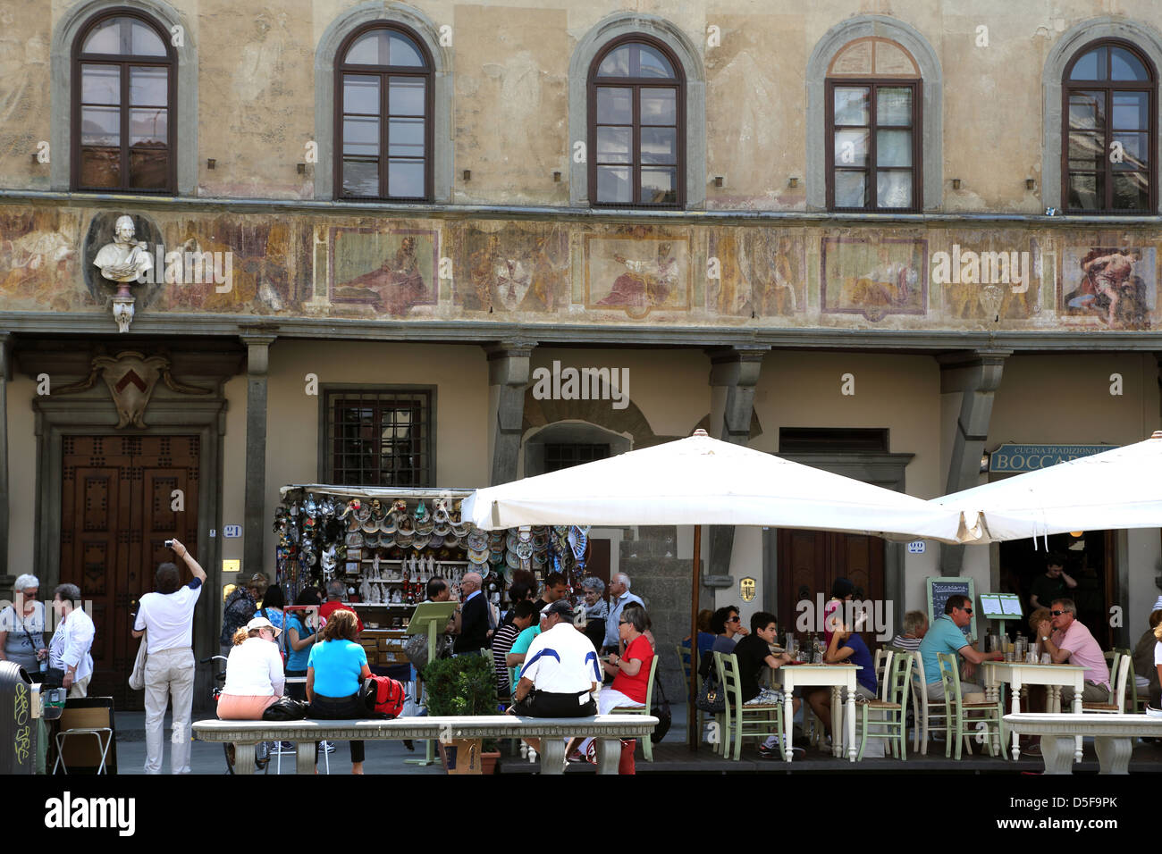Cafe in historic Piazza di Santa Croce in Florence Italy Stock Photo