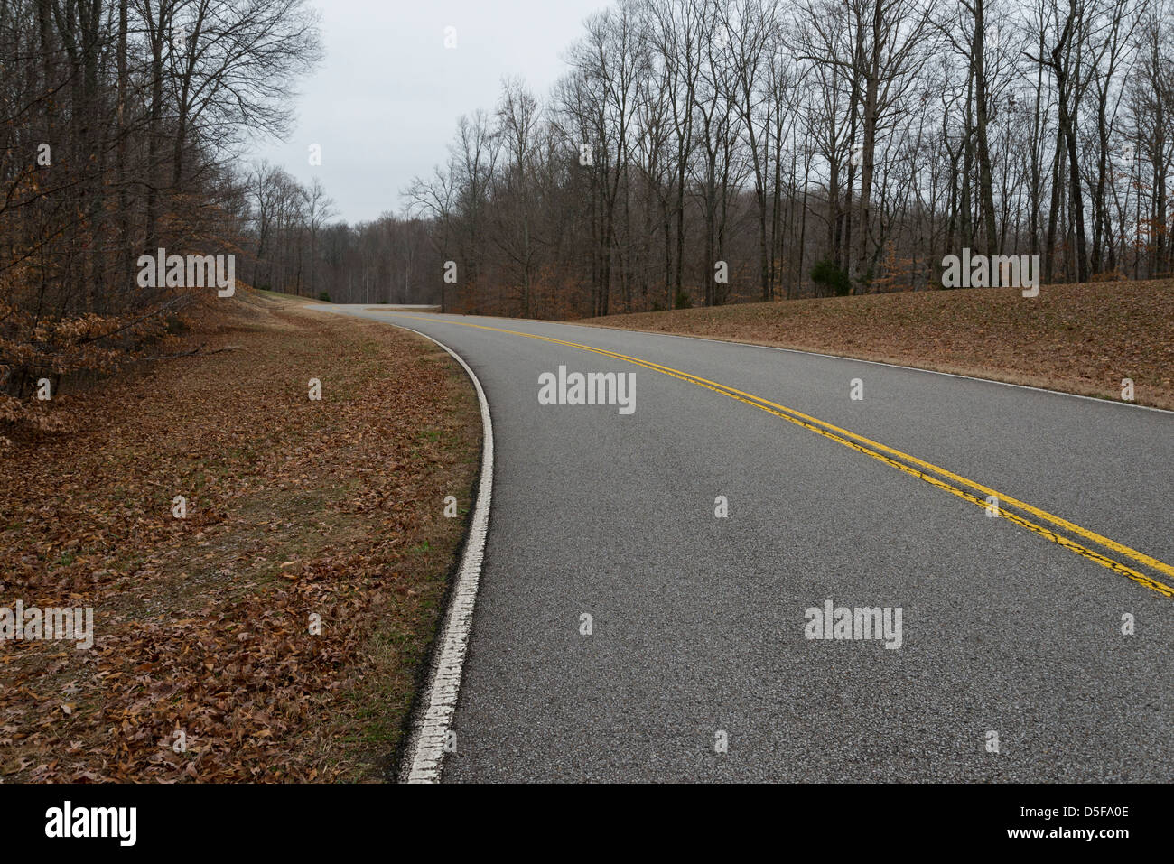 A section of the Natchez Trace Parkway near Franklin, Tennessee. Stock Photo
