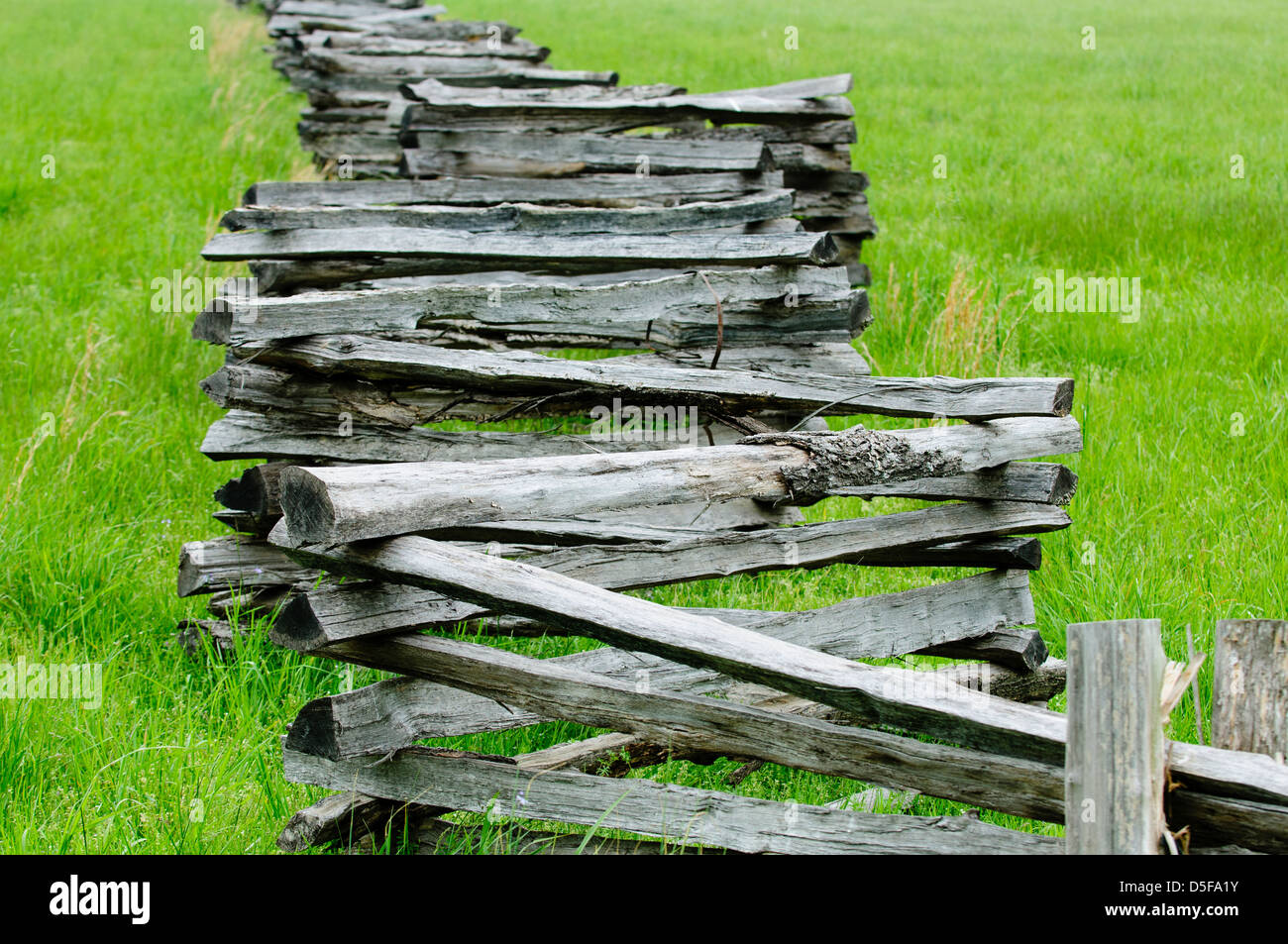Log fence at Pea Ridge National Military Park, Garfield, Arkansas Stock Photo
