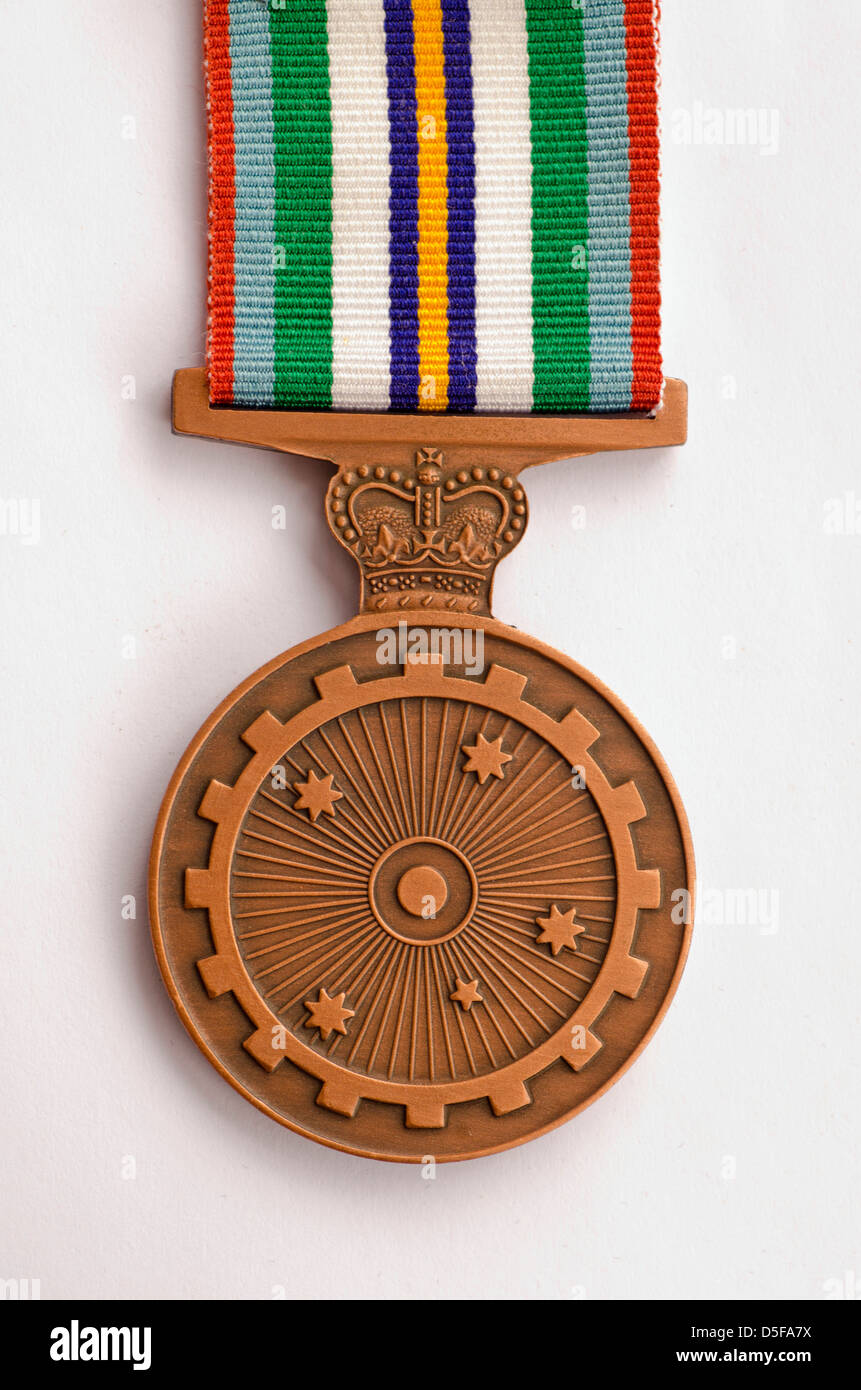 Reverse of Australian National Service commemorative medal Stock Photo