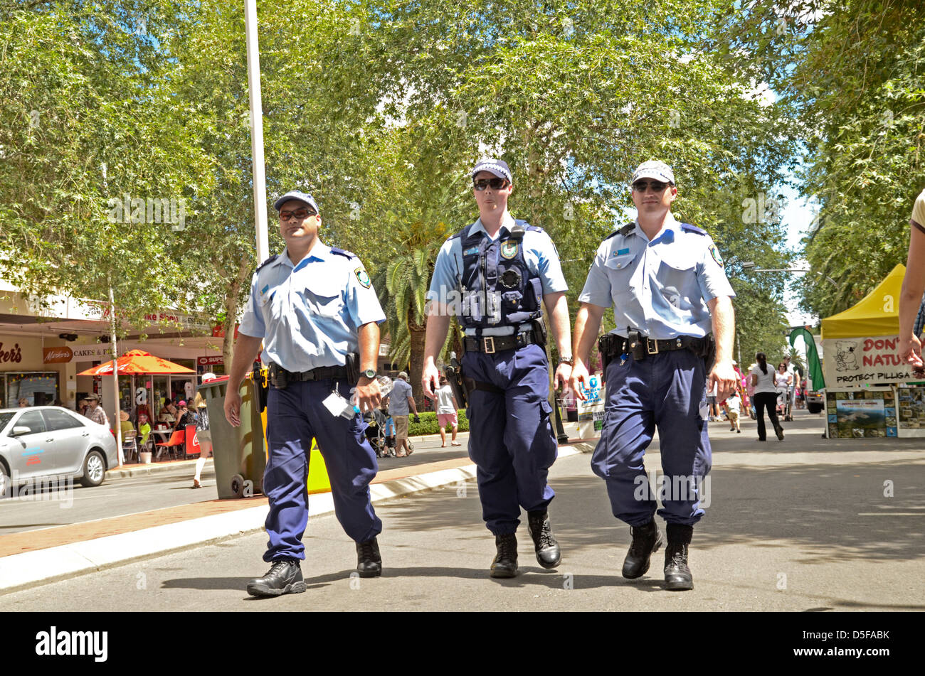 3 Australian police on patrol, Tamworth Country Music Festival Stock Photo