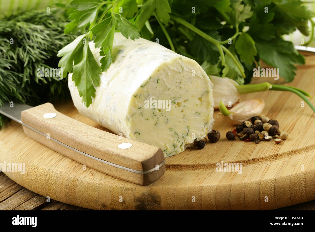 butter flavored with herbs and spices Stock Photo Alamy