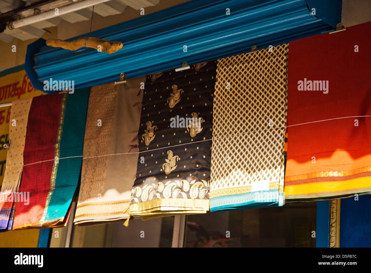 Fabric shop display, Kanchipuram, Tamil Nadu, India Stock Photo Alamy