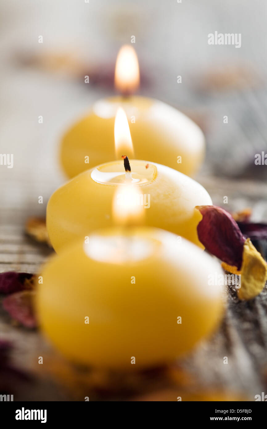 Three burning candles spring hi-res stock photography and images - Alamy