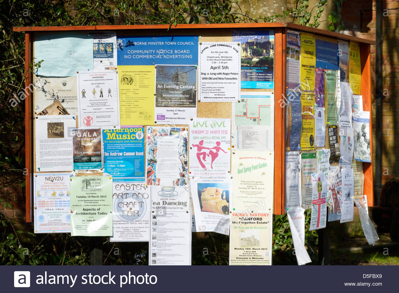 Community Notice Board, Wimborne Minster, Dorset, England Stock Photo