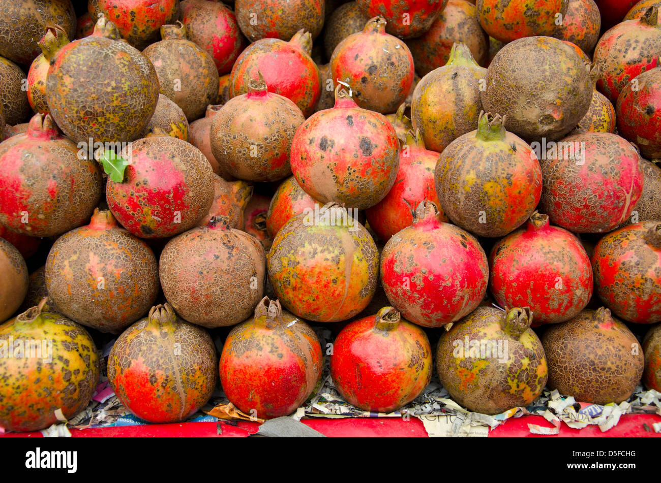fresh pomegranate in Delhi street market, India Stock Photo