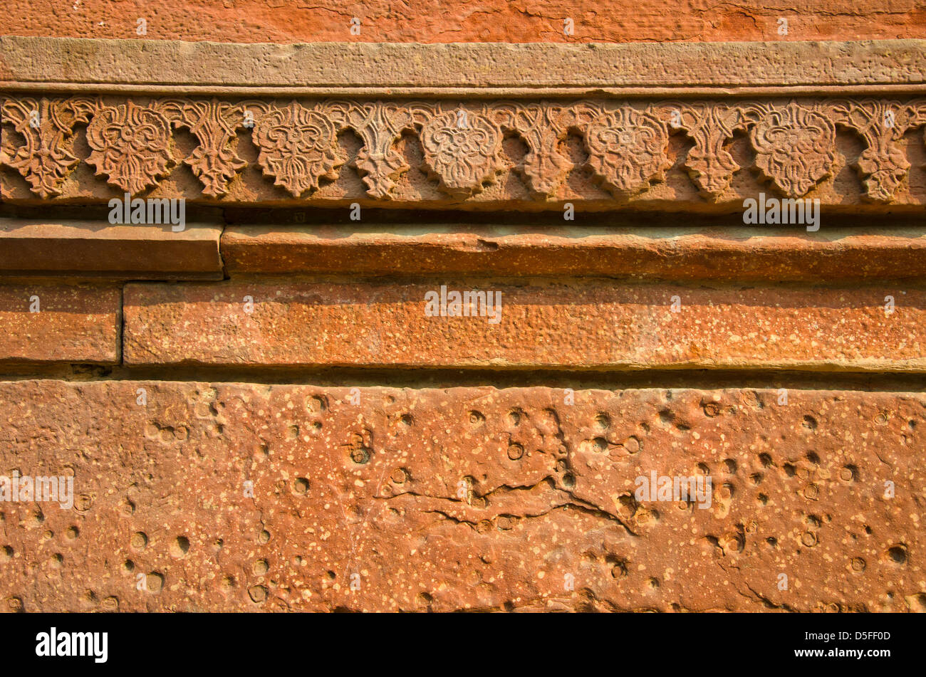 old Taj Mahal wall stone construction background and texture Stock Photo