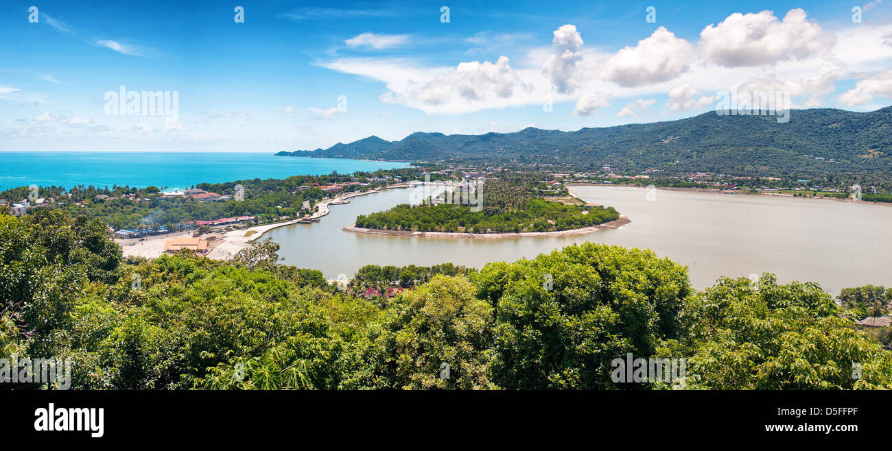 Tropic island Samui, sea and lake,Thailand panorama viewpoint view Stock Photo