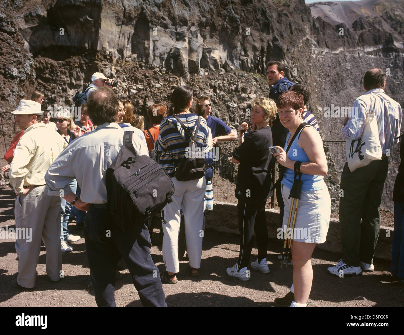 Italy Campania Mount Vesuvius Tourists listening to one of Vesuvius' many guides Stock Photo