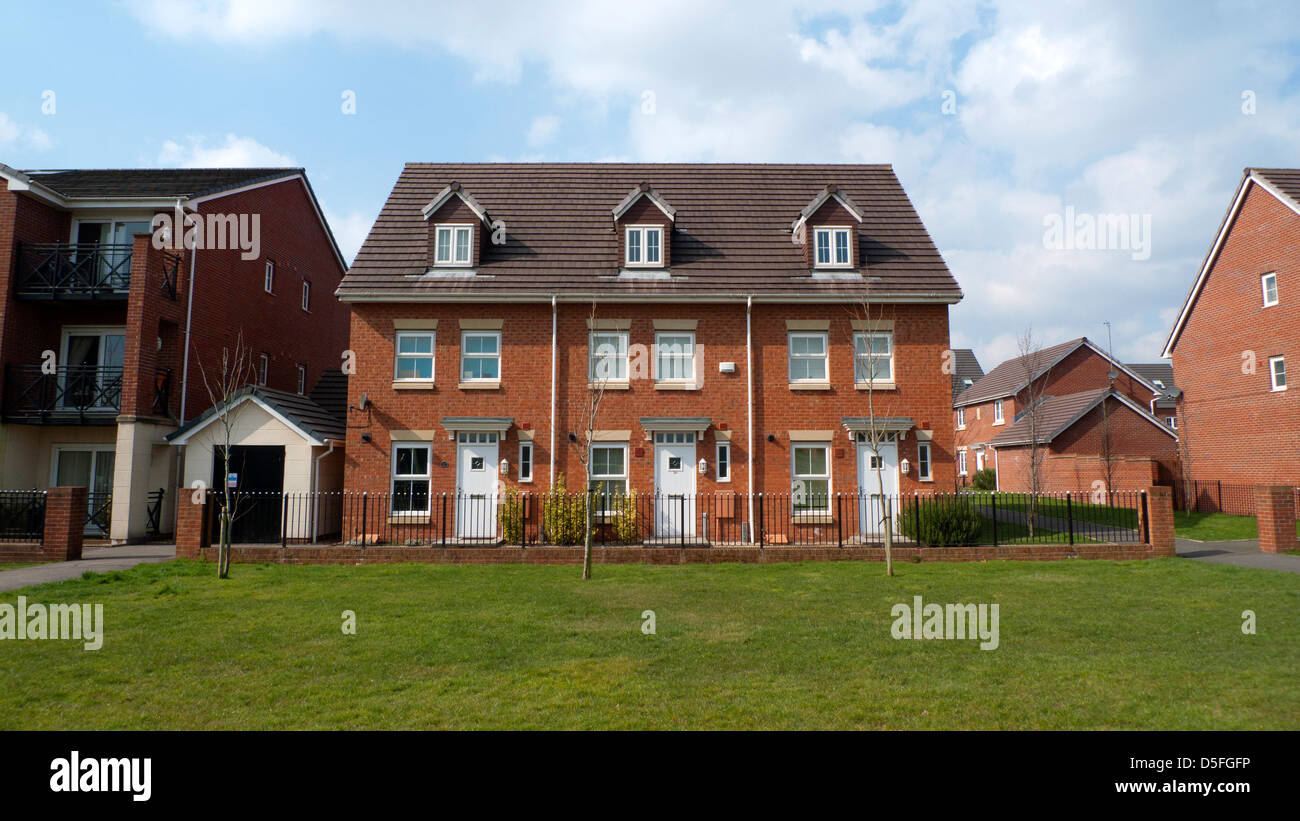 New build houses on a terraced housing development in the Llanishen