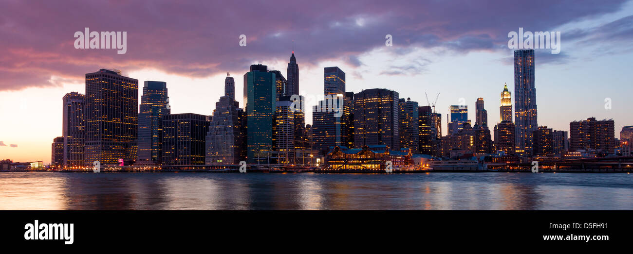 New York - Panoramic view of Manhattan Skyline by night Stock Photo - Alamy