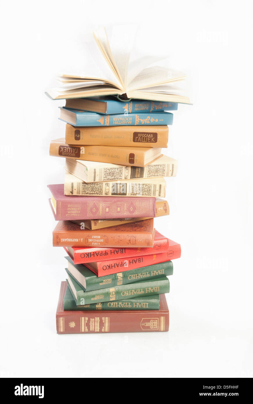 Book heap isolated on white Stock Photo - Alamy