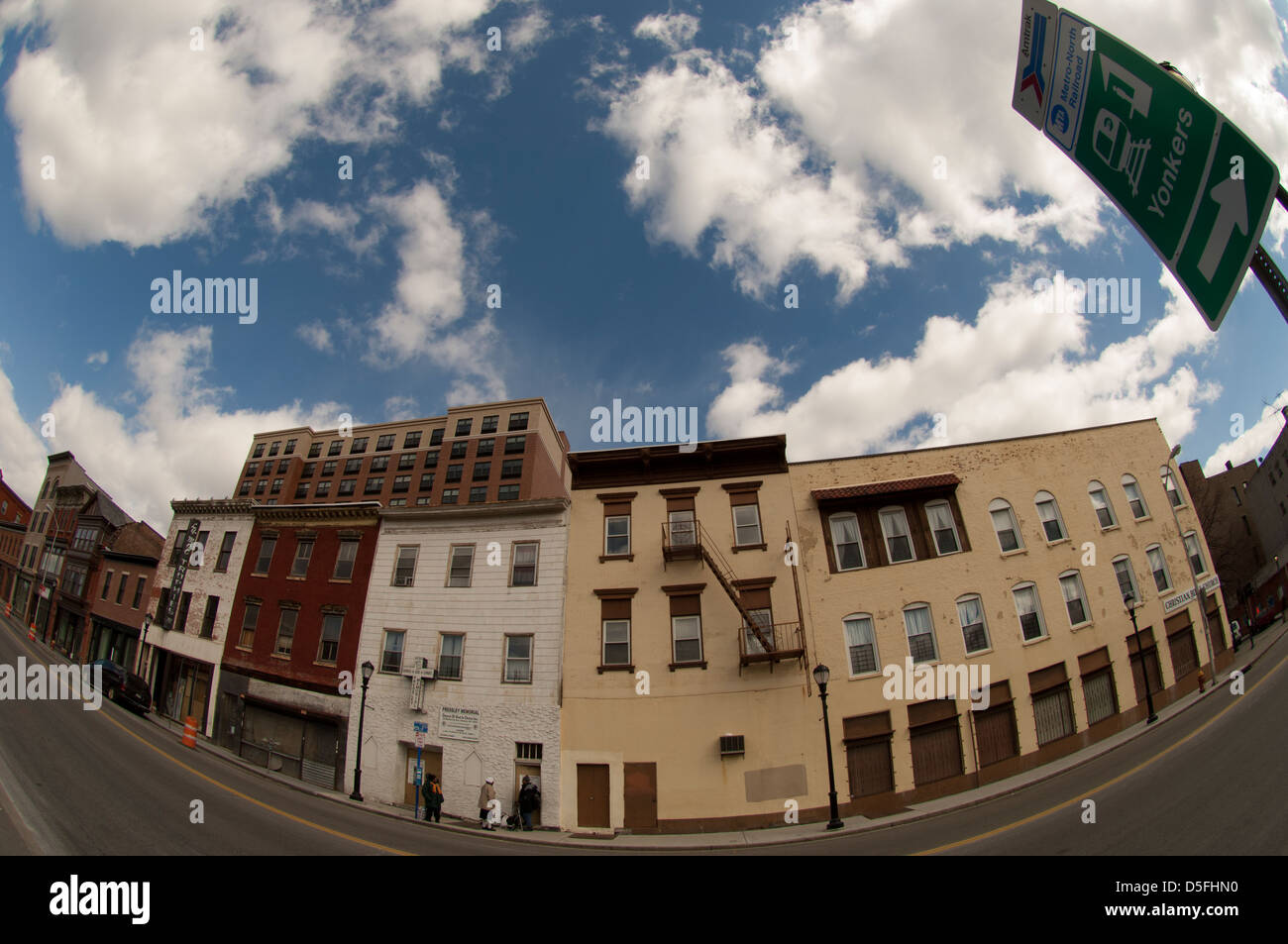 Downtown Yonkers in Westchester County in New York State Stock Photo