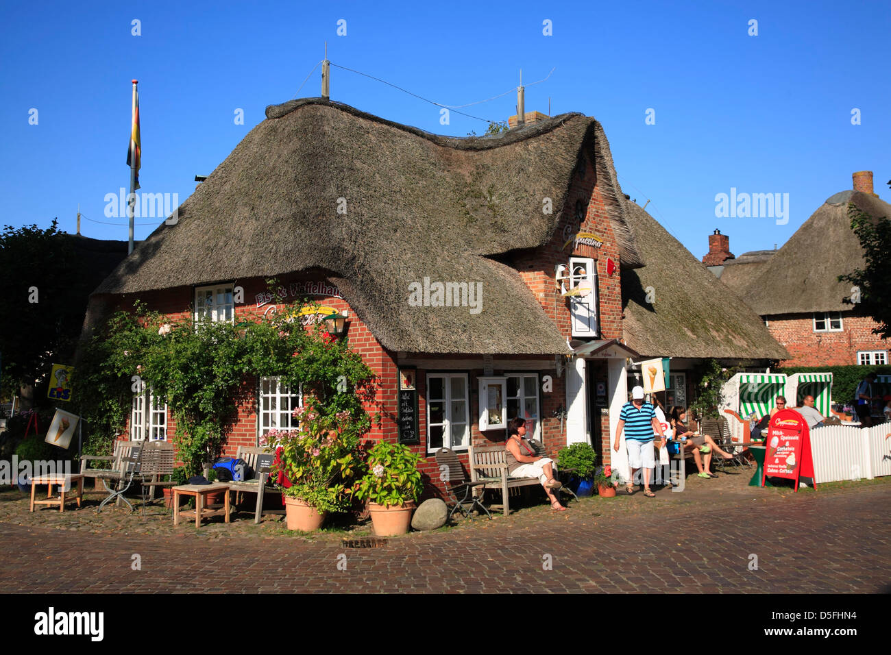Foehr Island, Cafe CAPPUCCINO in Nieblum, Schleswig-Holstein, Germany Stock Photo