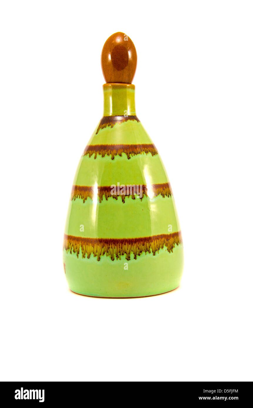 vintage ceramic bottle for wine isolated on white background Stock ...