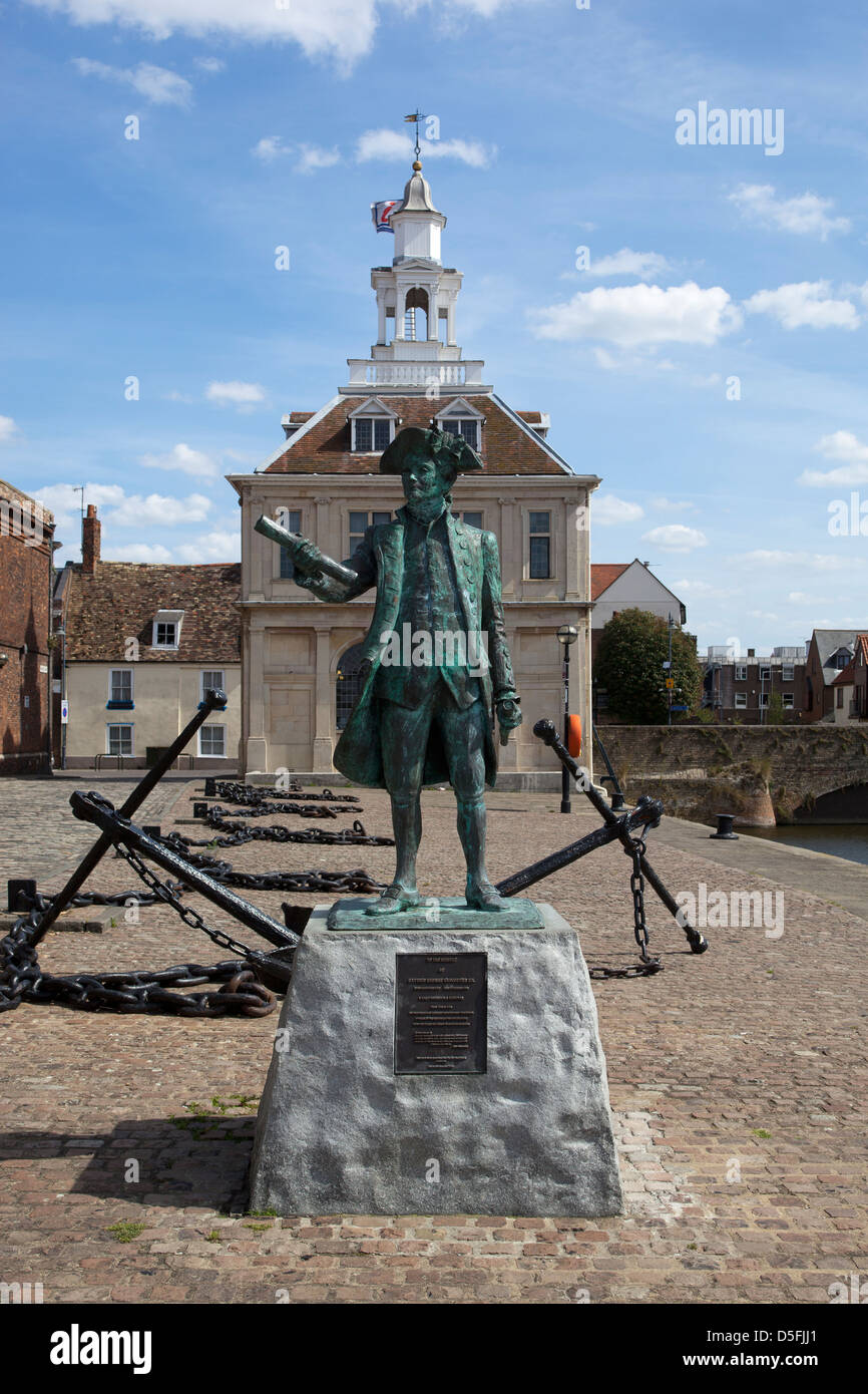 Statue of Captain George Vancouver in front of the Old Custom House at ...