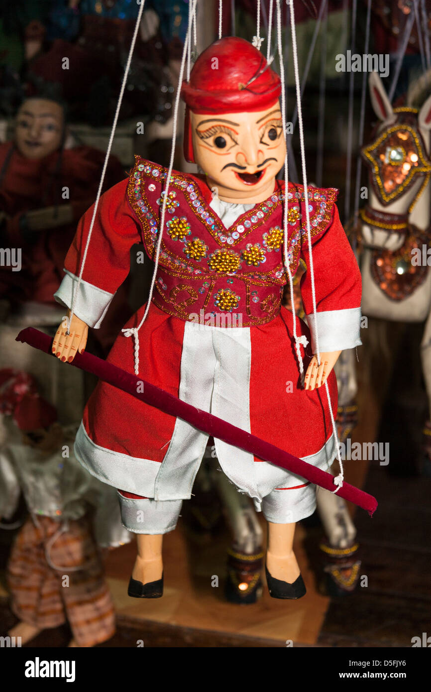 Puppet for sale, Bogyoke Aung San Market, also known as H G Scott Market, Yangon (Rangoon), Myanmar, (Burma) Stock Photo