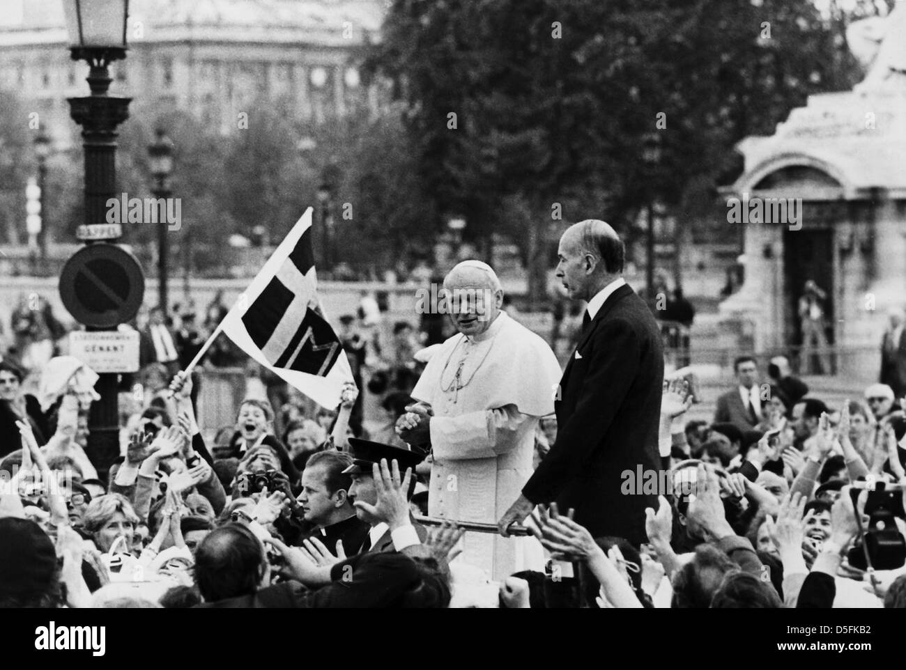Pope John Paul II And The French President , Valery Giscard D'Estaing,Place De La Concorde, Paris, France,1980 Stock Photo