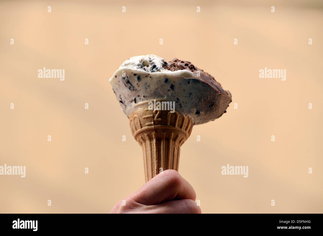 Holding a gelato cone in Tuscany, Italy. Stock Photo