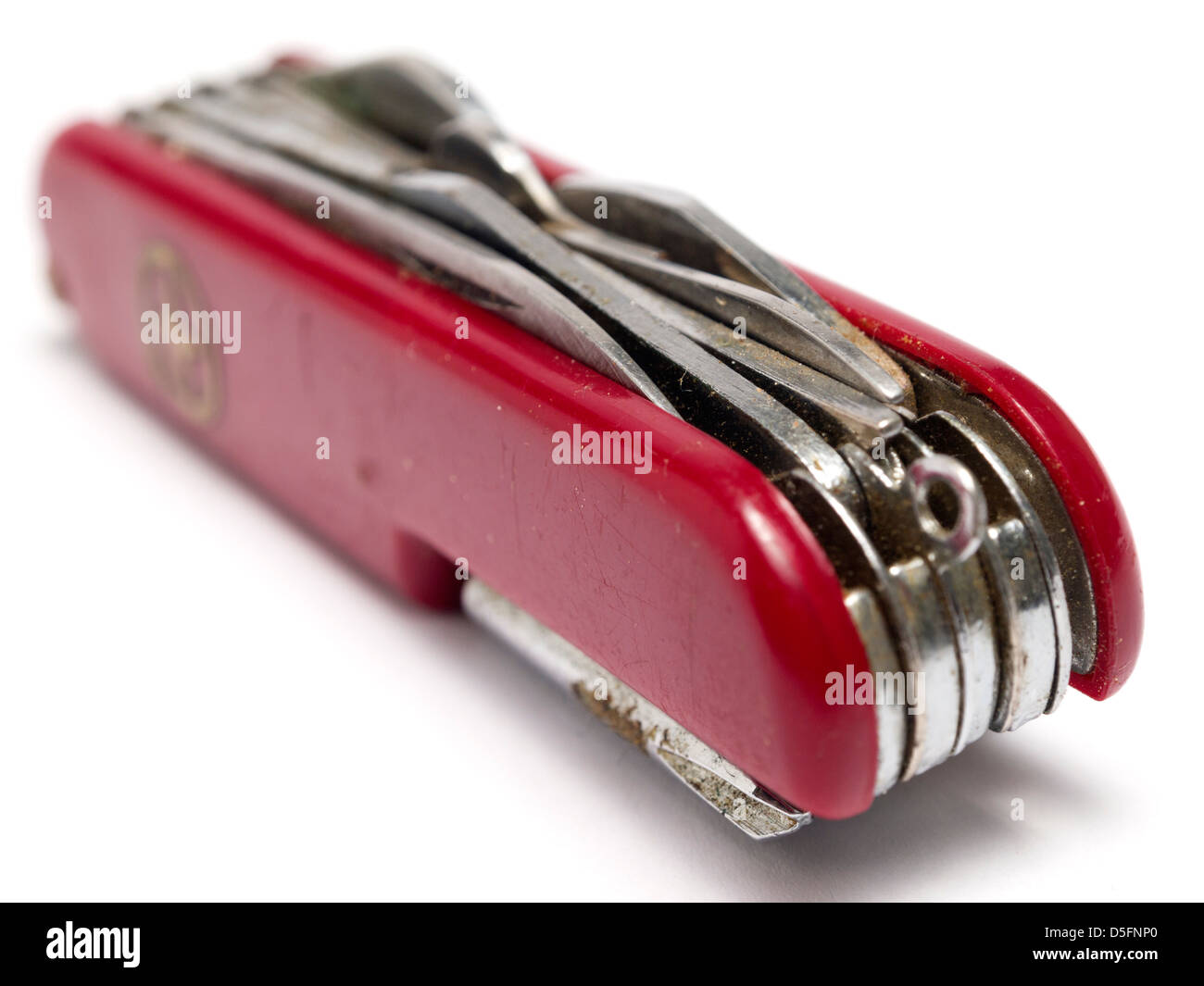 Red swiss army knife isolated on white background Stock Photo Alamy