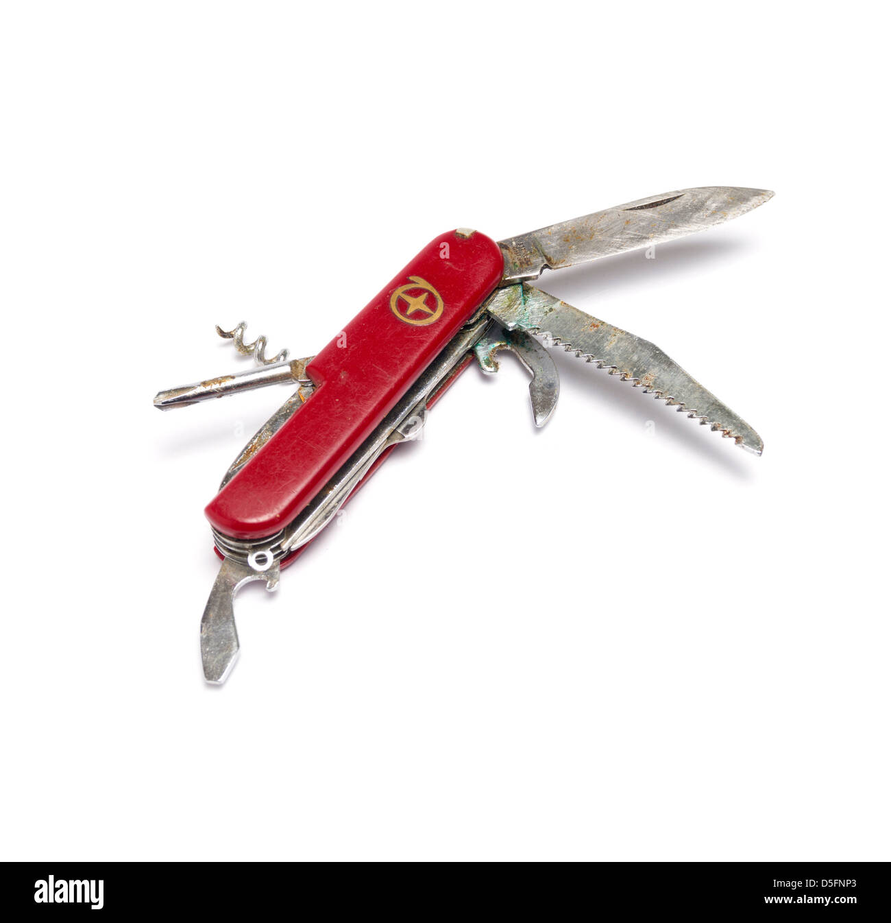 Red swiss army knife isolated on white background Stock Photo Alamy