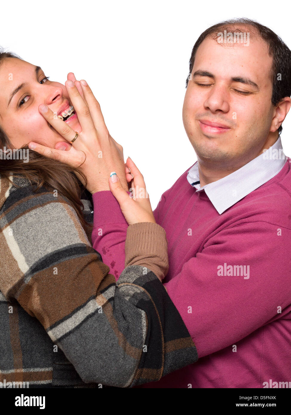 Couple acting goofy Stock Photo