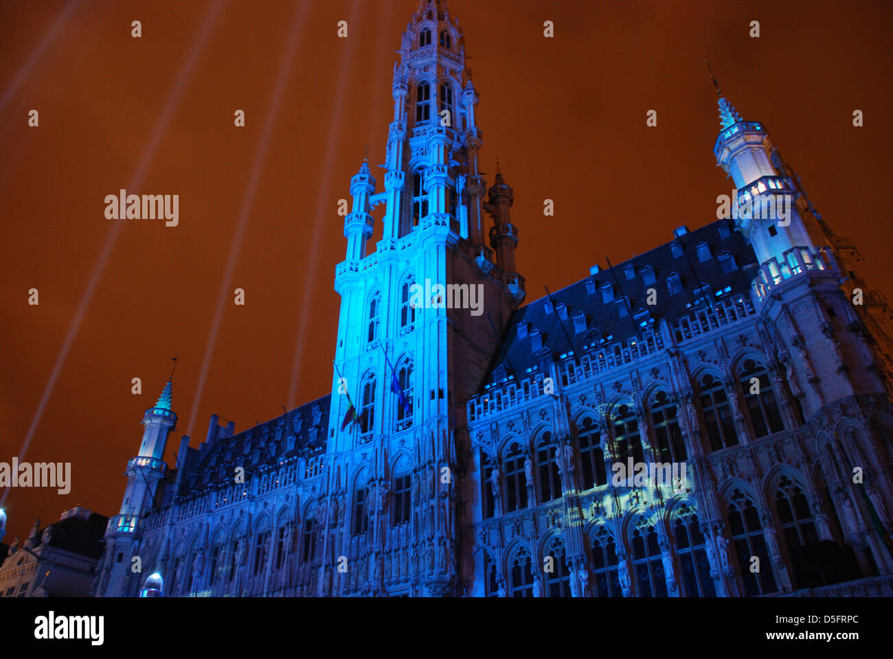 Evening lights show. Grand Place. Bruxelles. Belgium Stock Photo