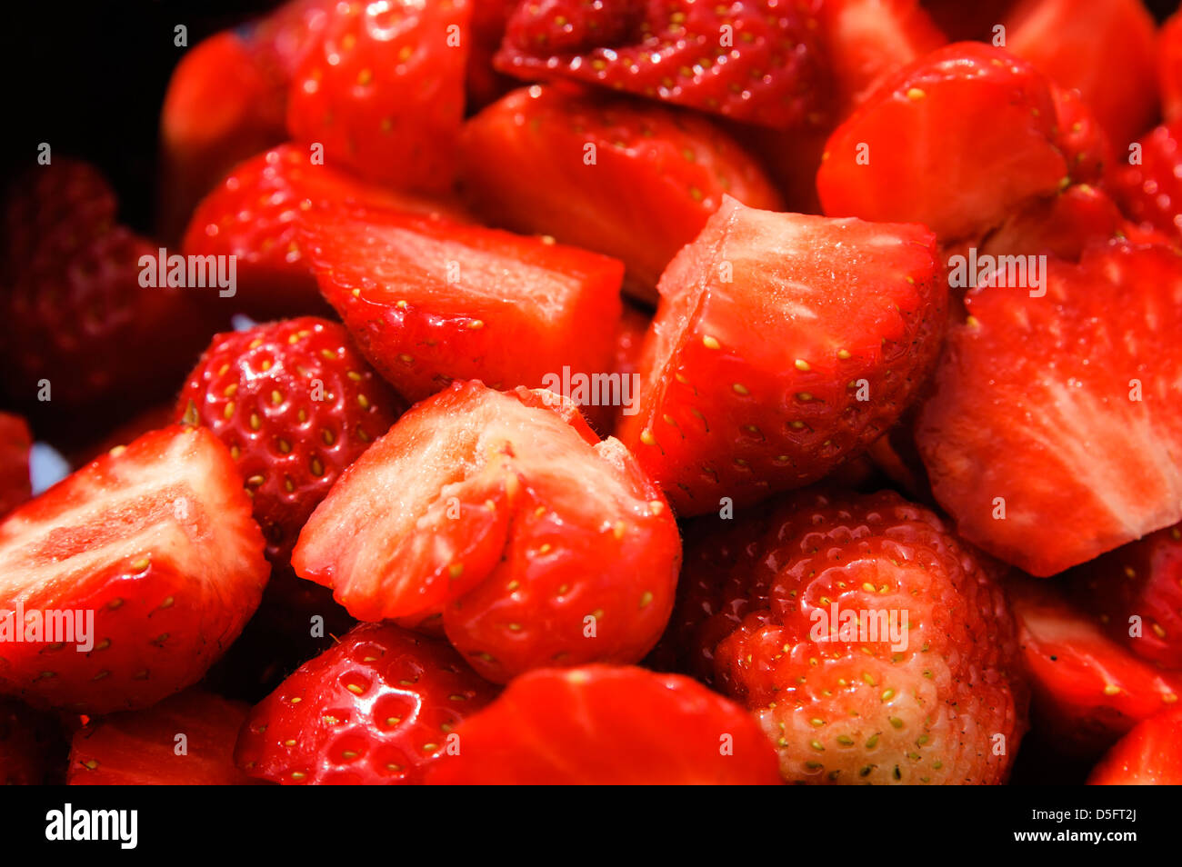 A summery feel with juicy strawberries. Stock Photo