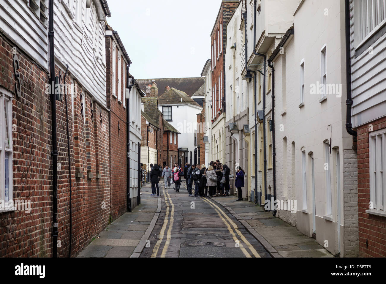 Students in Hawks Lane Canterbury Kent England UK Stock Photo