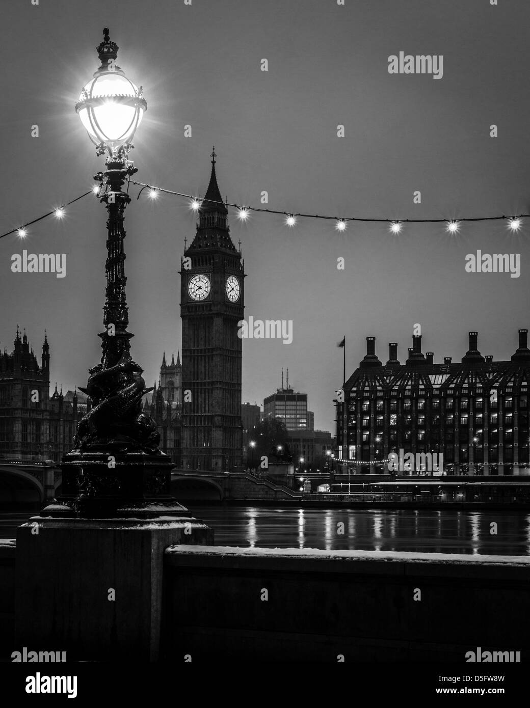 Black and white image of Big Ben Stock Photo