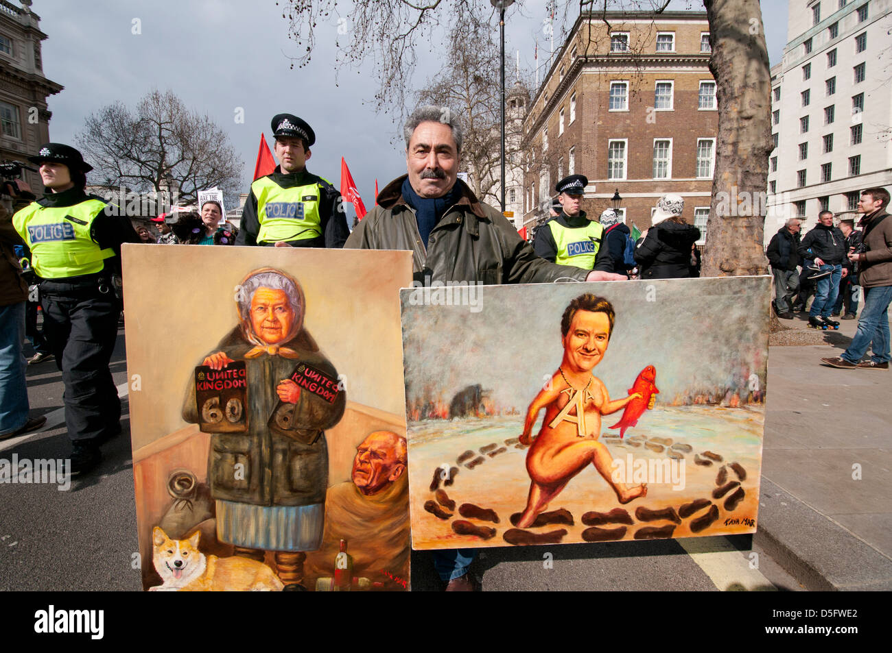 Demonstration in Central London against cuts to welfare benefits and the controversial Bedroom tax ( a cut to housing  benefits Stock Photo