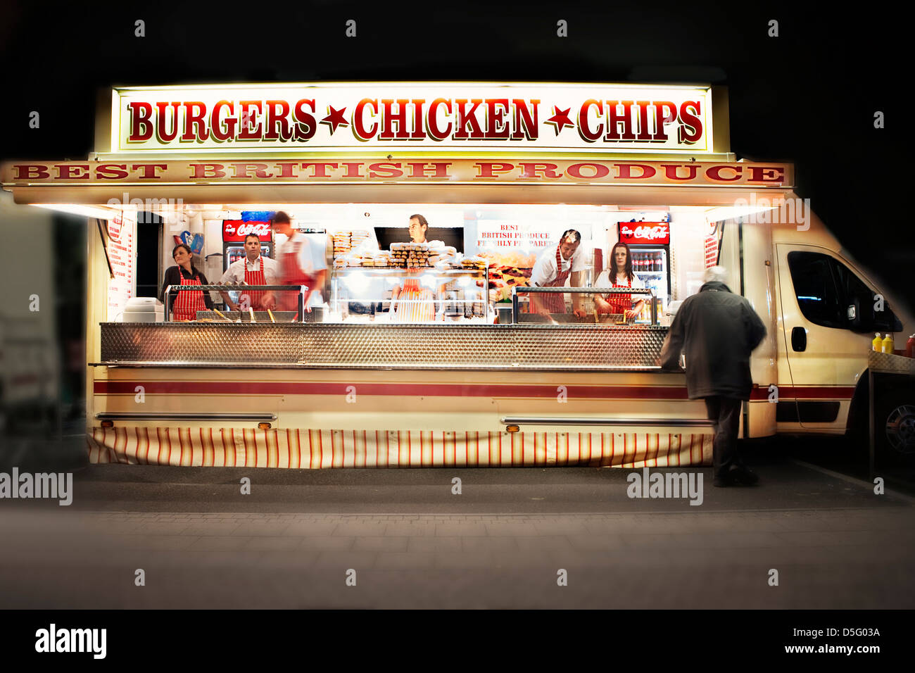 Fast Food and Drink truck with Burger, Chicken and Chips in London, UK, Europe Stock Photo Alamy