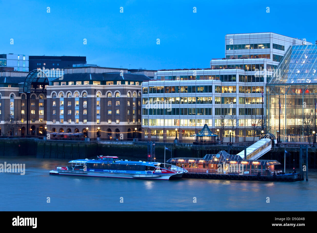 Thames Clipper and London Bridge City Pier, River Thames, London, England Stock Photo