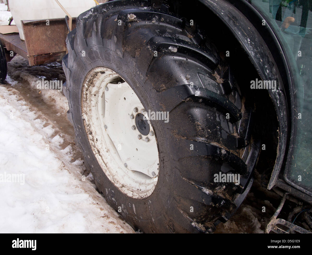 Big tire on  tractor Stock Photo