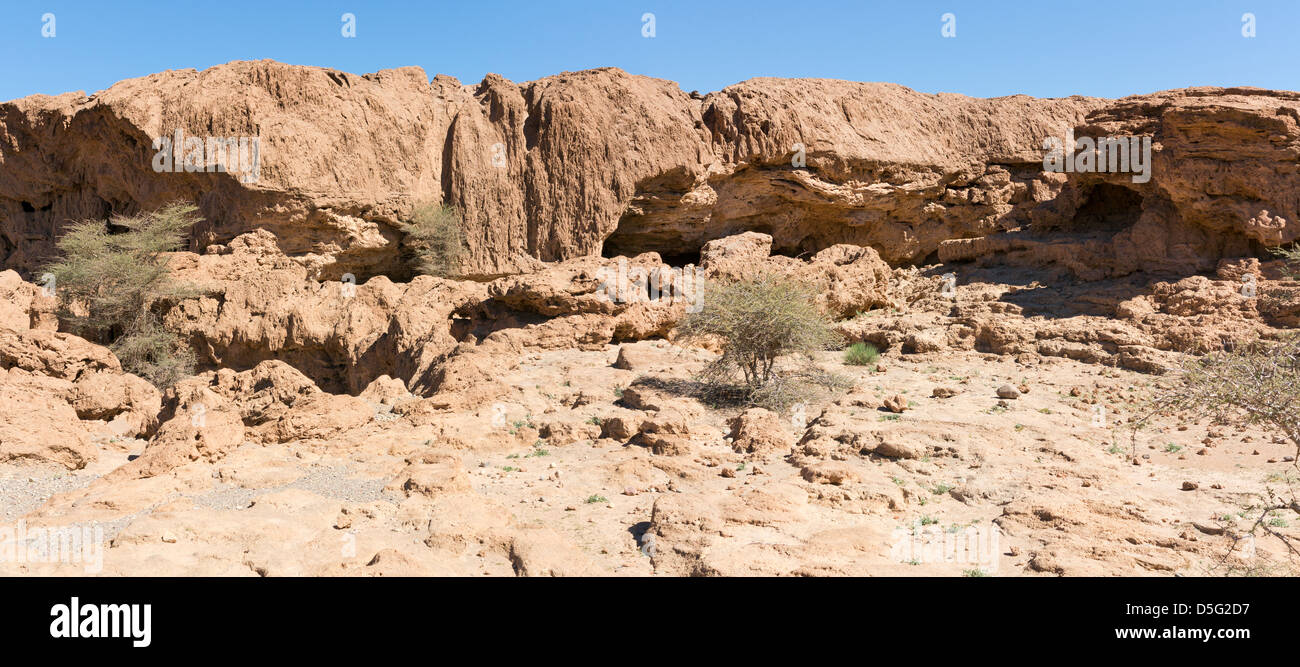 Wadi leading to the Sea Cave known locally as Grouttes de Messalit, close to Tata, south Anti Atlas Mountains of Morocco Stock Photo