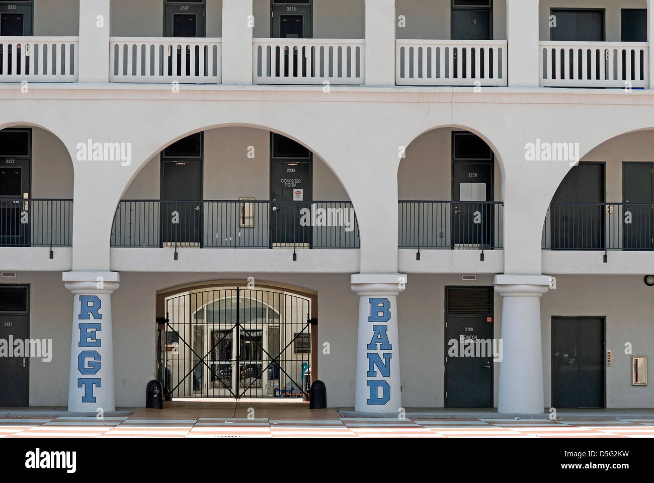 View of cadet barracks (dorms) at The Citadel, The Military College of South Carolina, located in Charleston, South Carolina. Stock Photo